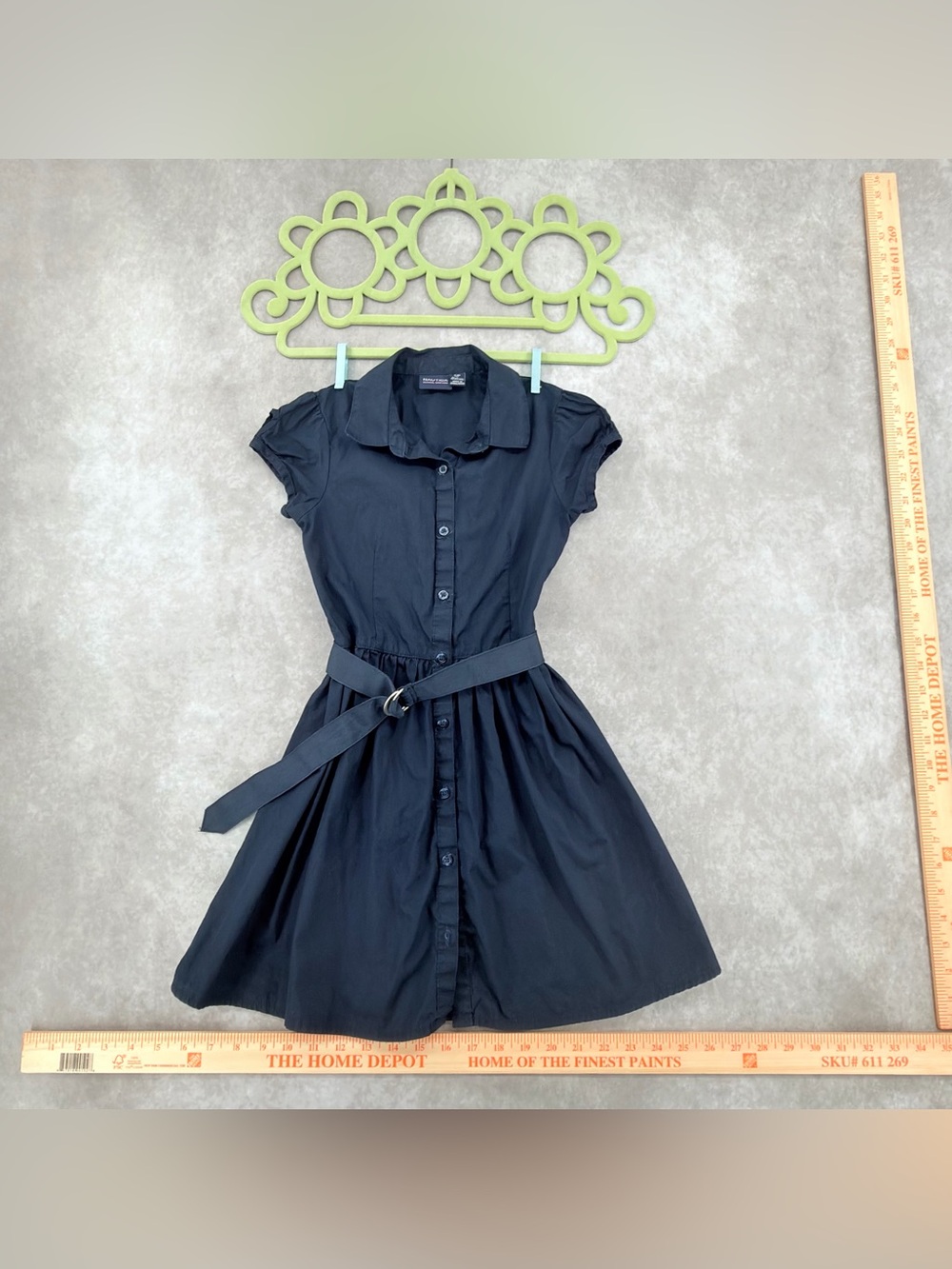 Nautica navy polo uniform Button-Up Fit & Flare Mini Dress small girls